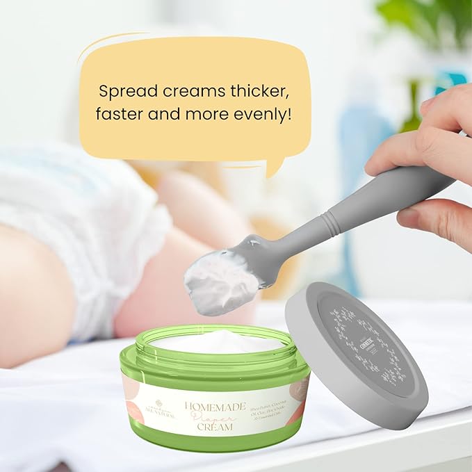 2 Pack Baby Diaper Cream Brush, Diaper Cream Spatula Applicator Silicone Baby Butt Paste Spatula for Babies, Newborn (Gray, White)