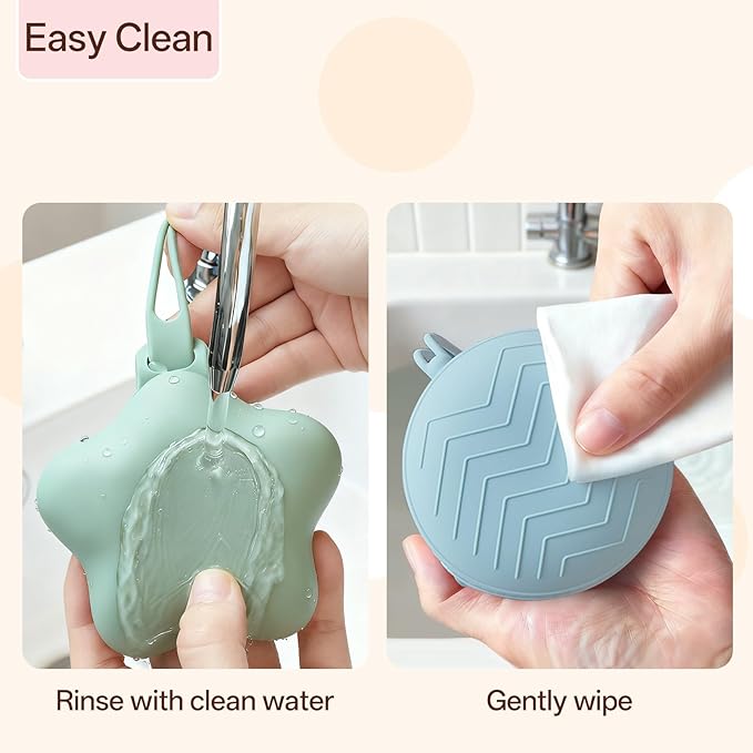 Silicone Pacifier Holder Case, Pacifier Holders Pouch for Diaper Bag, BPA Free Silicone Baby Pacifier Storage Case for Boy Girl, 2 Pack, Green + Blue