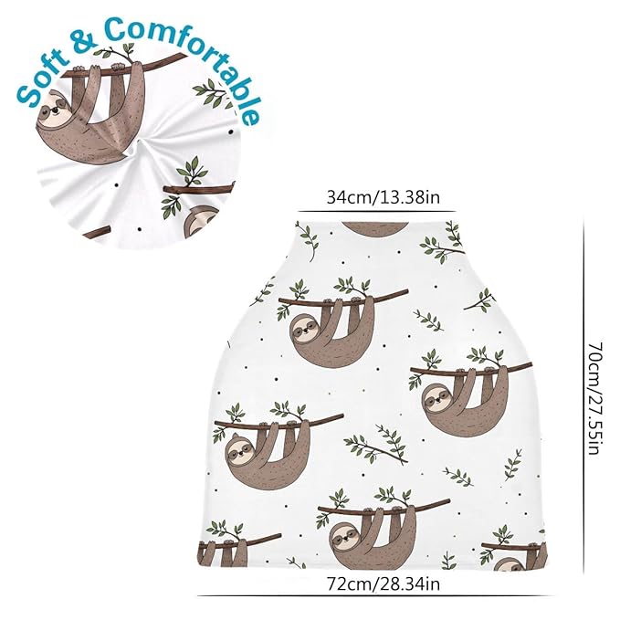 Nursing Cover Breastfeeding Scarf, Cute Doodle Sloth Car Seat Covers for Babies Infant, Stroller Cover, Carseat Canopy for Boys Girls