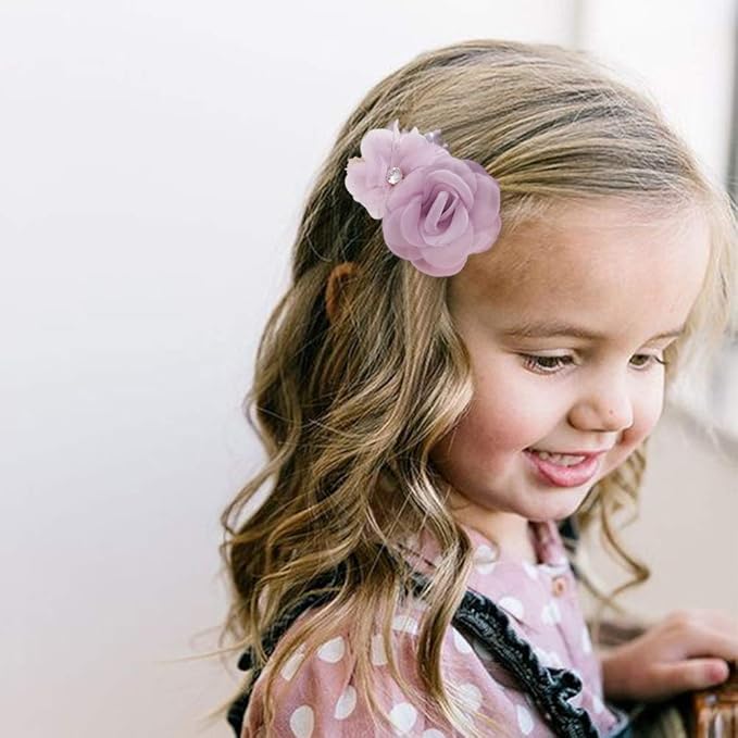 Flower Hair Clips Set-Cherrboll 3pcs Floral Hair Bow Accessories for Baby Girl Toddles Teen Gifts