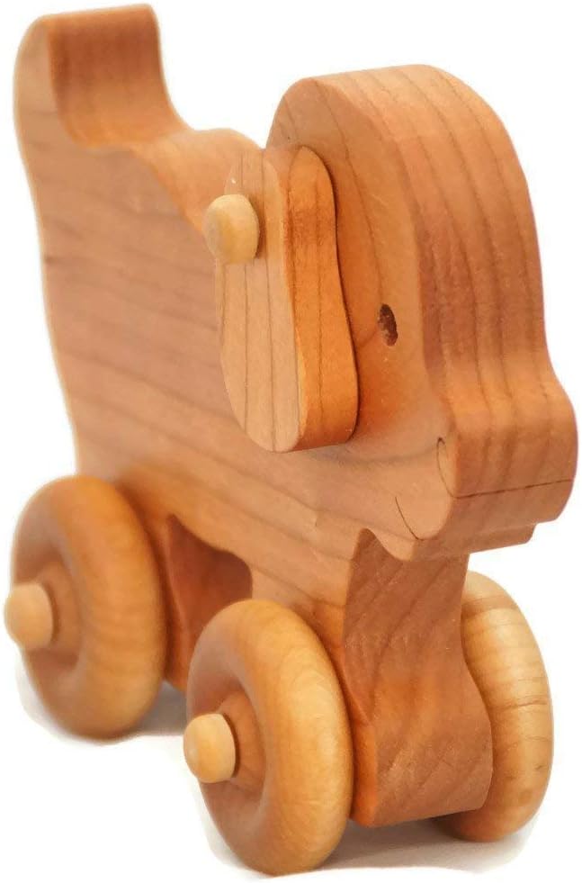 Wooden Puppy Toy Car – Easter Basket Gift for Toddlers & Kids, Handmade Wooden Puppy Push Toy, Natural Wood Animal Toy