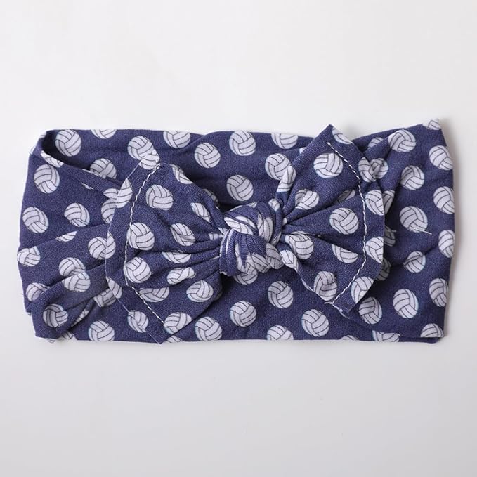 BBTDIN Baby Girls Volleyball Headband Turban Baby Volleyball Hair Band Bowknot Baby Volleyball Hair Bow BTB11 (B-Blue, Free Size)