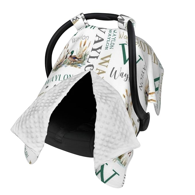 Personalized Mallard Baby Car Seat Cover for Boys, Custom Wild Duck Strollers Carseat Canopy with Name, Nursing Covers for Breastfeeding, Car Seat Canopies for Newborn Infant, New Mom Gifts