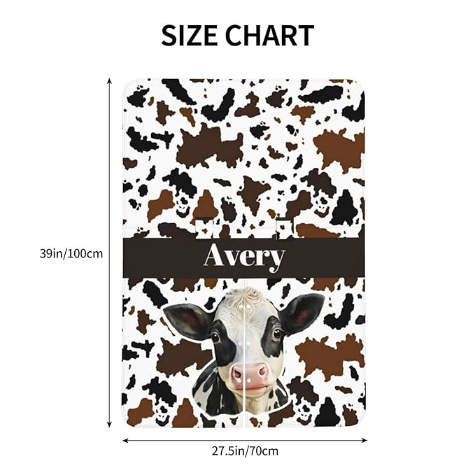 Personalized Farm Cow Baby Car Seat Canopy – Custom Name Minky Opening Nursing Cover, Breathable Infant Carseat & Stroller Cover for Newborn Boys Girls