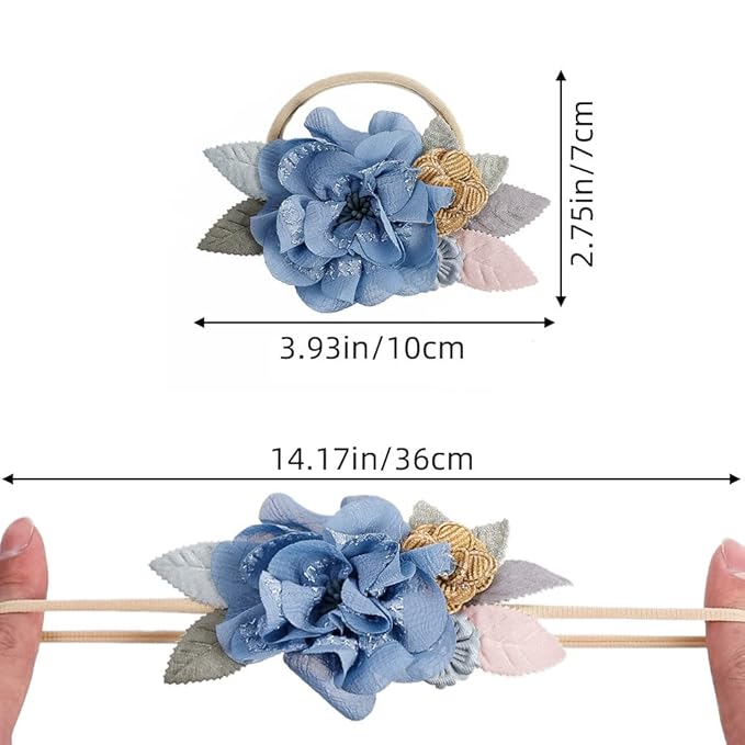 3PCS Baby Girl Flower Headbands Set Elastic Bow Hair Band Handmade Bow For Newborn Infant Toddler Pack