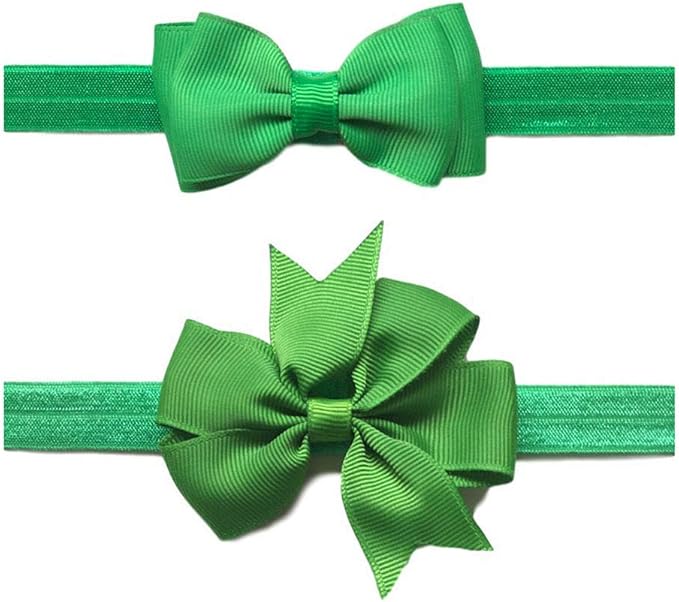 2pc/Set Baby Girls Grosgrain Ribbon Hairband Set Ribbon Bows Hair Tie Headband JB10