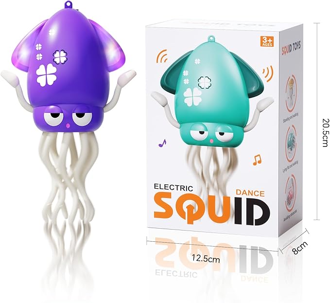 Electric Dancing Octopus Toy with Led Light and Music, Kids Electric Crawling Octopus Tummy Time Toys, Rechargeable Interactive Sensory Toyy, Perfect Christmas Birthday Gift (Purple)