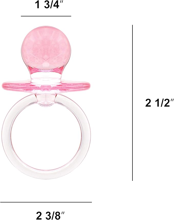 Baby Pacifier 2.5" Baby Shower Favors Decoration (Pink, 48 Count)