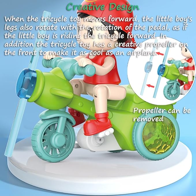 Miracland 360° Stunt Tricycle Toy, Riding-Simulation Pedicab with LED Lights & Dynamic Music, STEM Spinning Electric Trike Gift for Kids (Red)
