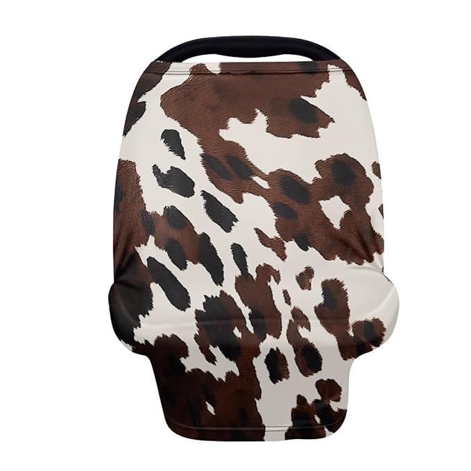 Wanyint Cows Print Car Seat Covers for Babies,Muslin Car Seat Covers Canopy Covers,Breathable Breastfeeding Scarf Nursing Cover Carseat Canopy for Boys Girls