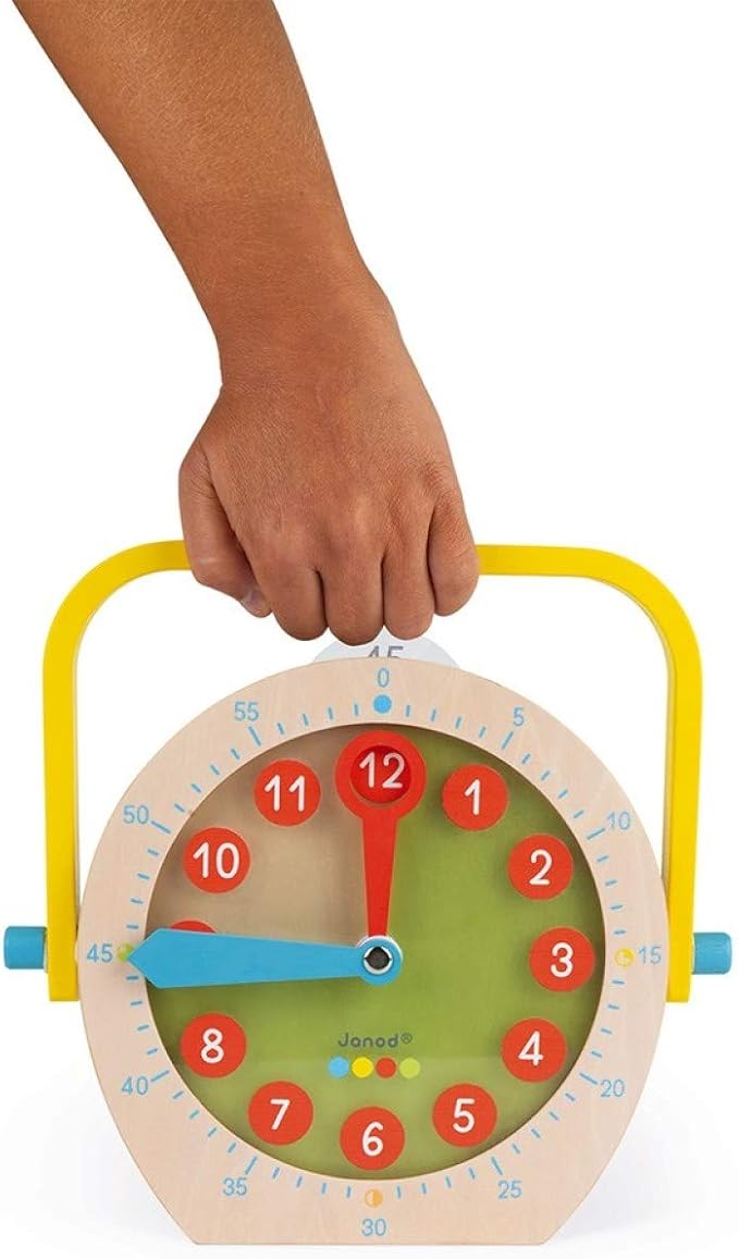 Janod Learn to Tell Time - Wooden Educational Teaching Clock - Ages 5+ - J05076