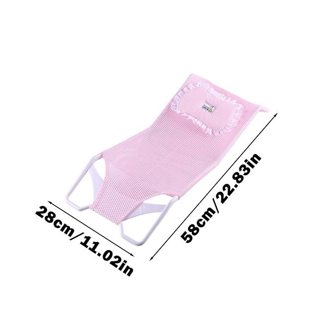 Bathroom Shower Support Seat Pad 58x28x4.2 Cm Baby Bath Support Net PP and Mesh Adjustable Antiskid Bathing Net Cushion Comfortable Soft Cushion for 0-6 Months Old Toddler Girls