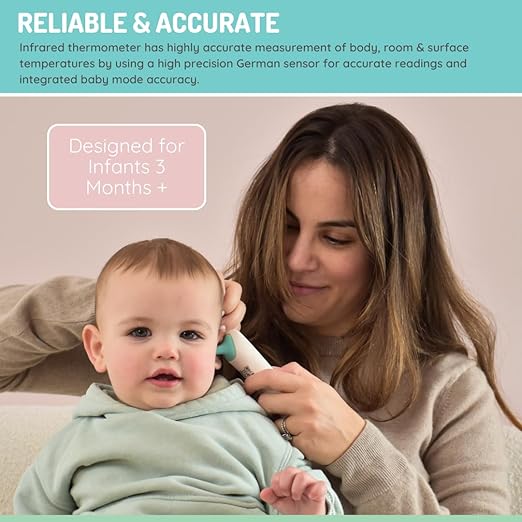 melii Ear & Forehead Infrared Thermometer with Digital Display, Fever Alert and 40 Memory Recall Temperatures, Safe for Babies, Toddlers, Kids & Adults