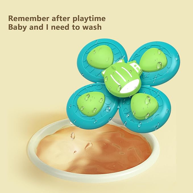 Baby Spinner Toys with Suction Cups | 2-in-1 Travel Sensory Toy for 12-36 Months | Quiet High Chair Toy for Toddlers 1-3 | Stay-On Spinner for Car Seat & Stroller Trays (Sturdy Safety Design)
