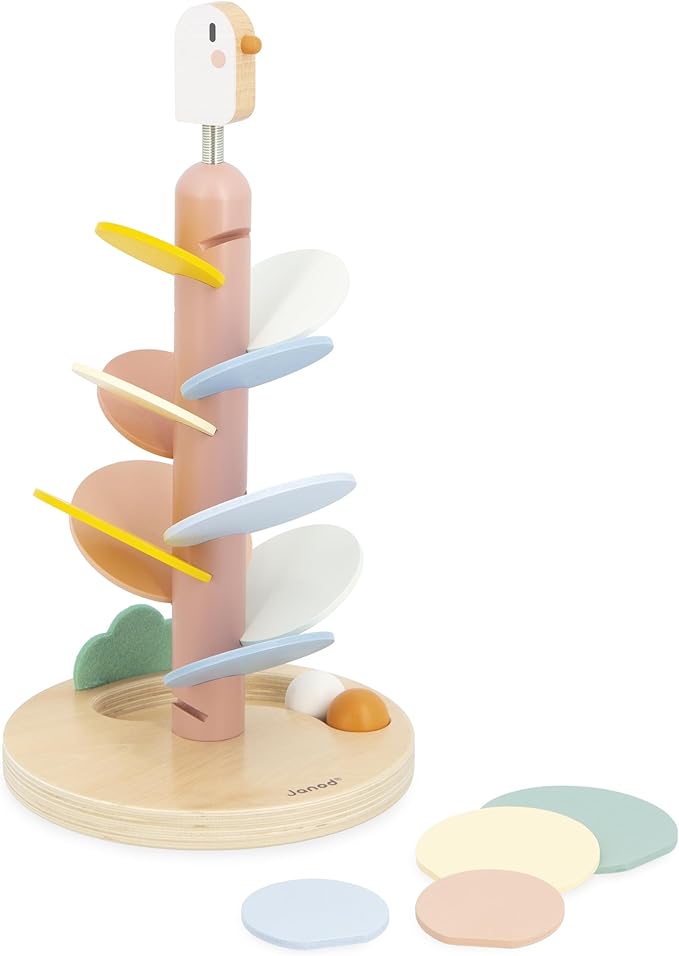 Janod - Wooden Descender Slide to Assemble - Child Playtime - Develops Fine Motor Skills - Educational and Decorative - Encourages Learning