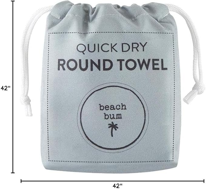 Stephan Baby Towels - Quick Dry Microfiber Infant or Toddler Beach Towel Round, 42-Inch Round, Grey - Beach Bum