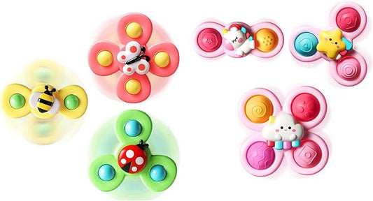 ALASOU 6 PCS Suction Cup Rotating Toys(3 Farm+3 Unicorn) for Infant and Toddlers