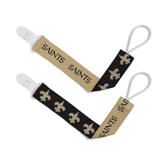 Baby Fanatic Officially Licensed Unisex Pacifier Clip 2-Pack - NFL New Orleans Saints - Officially Licensed Baby Apparel