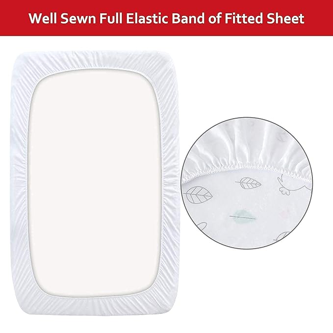 Pack n Play Fitted Sheet and Waterproof Pack n Play Mattress Pad, Soft and Breathable Cover Protector