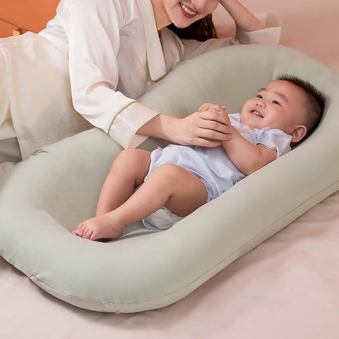 Baby Lounger for Newborn 0-12 Months, Soft Breathable Infant Support Cushion for Baby, Supervised Use (Blue)