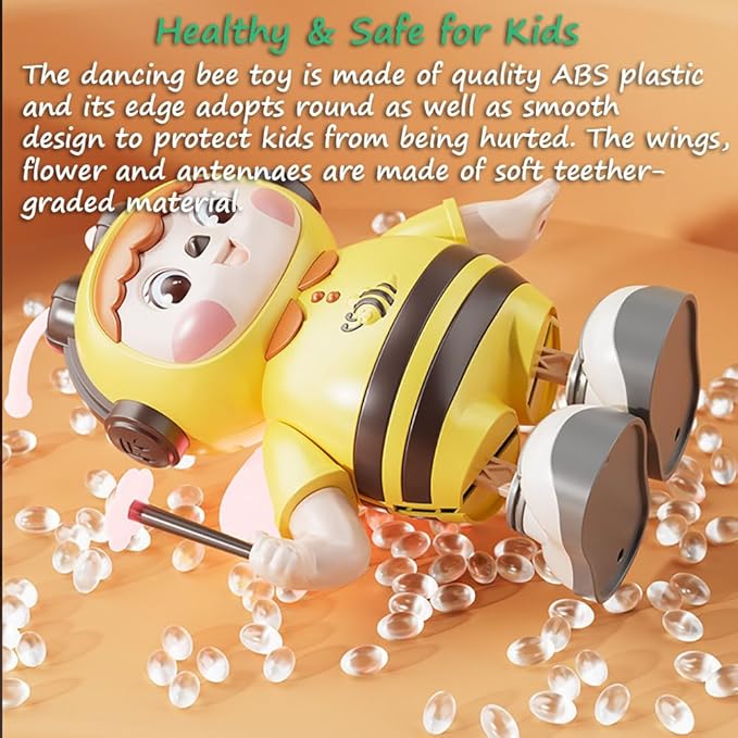 Miracland Dancing Bee Musical Toy - Baby Crawling Robot with Cool Lights & Dynamic Music, Moving Legs, Twisting Body & Moving Eyes (Pink Wings)