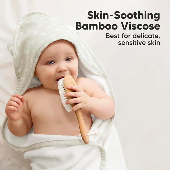 KeaBabies Hooded Baby Towel for Newborn - Viscose Derived from Bamboo Large Baby Bath Towels with Hood for Boys, Girls, Toddler, Extra Absorbent & Soft Newborn Bath Essentials (Rainbow, Regular)