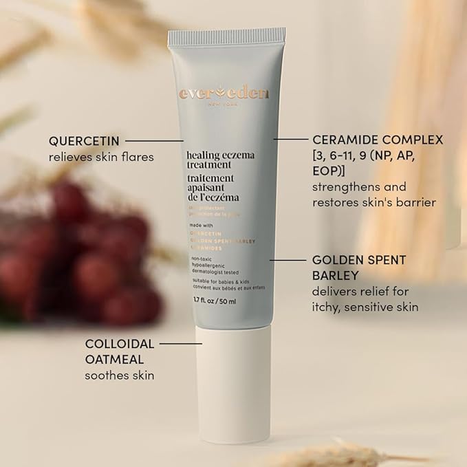 Evereden Healing Eczema Treatment, 1.7 fl oz & Nourishing Baby Face Cream 1.7 oz.| Fragrance Free Eczema Cream for Babies, Kids, and Adults | Non-Greasy Baby Moisturizing Cream | Clean Ingredients