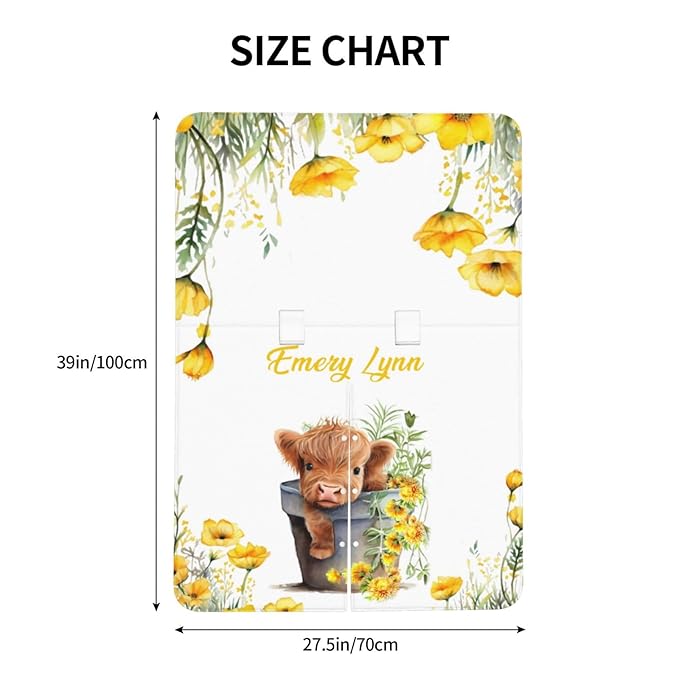 Personalized Baby Car Seat Canopy with Name – Custom Highland Cow Sunflower Minky Nursing Cover for Boys & Girls, Soft Stroller Cover for Infants & Newborns, Carseat Canopy for Breastfeeding