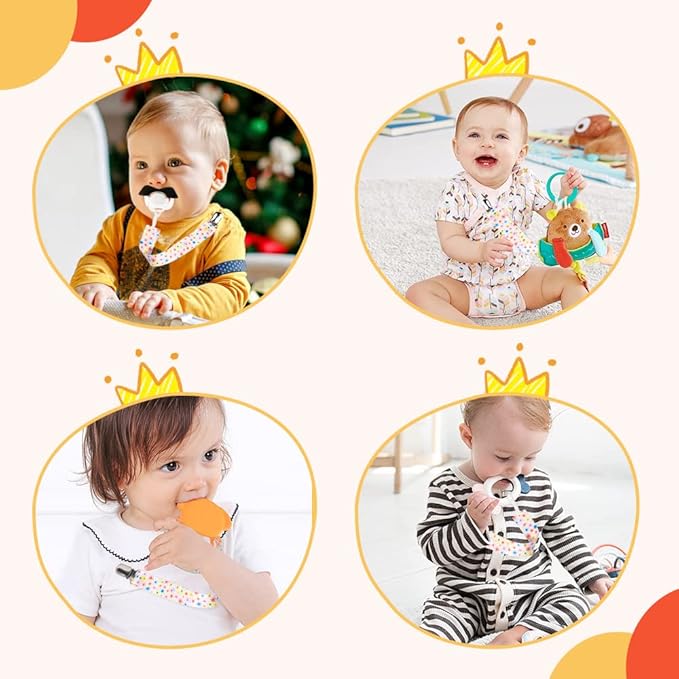Pacifier Clip for Baby Boys Girls, 4 Pack Pacifier Holder Boho Pattern Leash Pacifier Strap with Clip Unisex Baby Shower Birthday Christmas Gift (Flamingo)