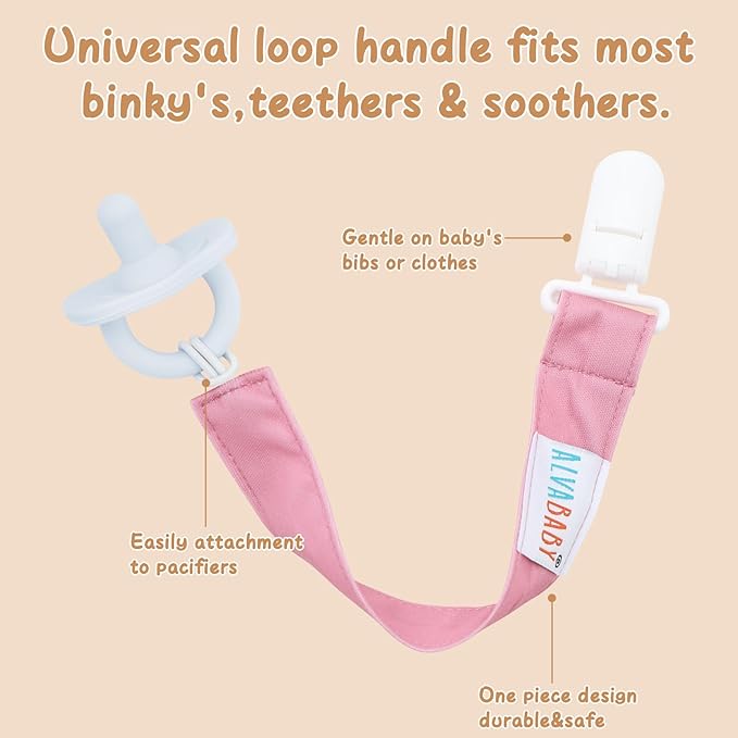 ALVABABY Pacifier Clips 8 Pack Pacifier Binky Paci Holder Leashes for Baby Teethers 8DP10