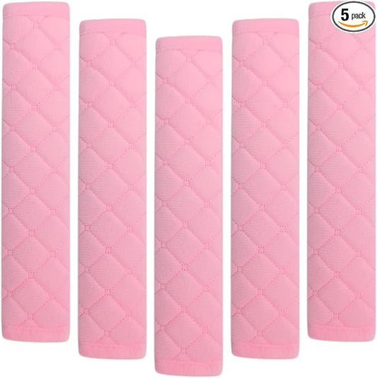 Car Seat Belt Cover Pad, 5 Pack, Seatbelt Covers for Car Accessories, Soft Material, Car Seat Strap Pads, Pink 10.63 inches, Applicable for All Vehicles, Comfort for Neck Shoulders (5-Pink)
