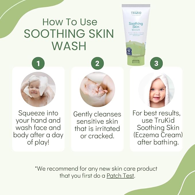 TruKid Kids Body Wash, Unscented Face, Body & Hand Wash for Delicate Skin - NEA-Accepted for Eczema – Dermatologist Tested, Non-Toxic, Tear-Free Baby Bath Essential, 8 fl oz