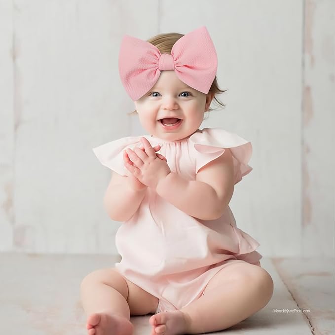 6'' Large Valentines Bow Baby Headbands Handmade Hairbands with Bows High Stretchy Soft Nylon Headbands Baby Hair Accessories for Infant Baby Girls Red Light Pink Heart