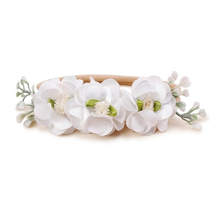 cherrboll Baby Girl Headbands and Socks Set, 3Pcs Soft Floral Hairbands Hair Bows Knit Socks for Newborn Infants Toddlers Photography Props Gifts
