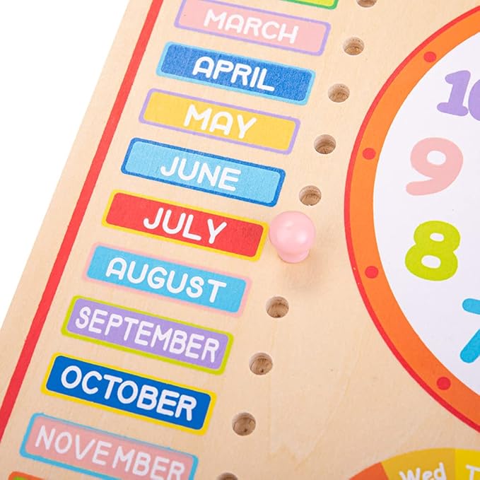 Bigjigs Toys Educational Wooden Calendar and Clock