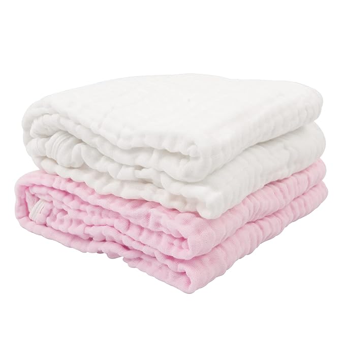 babygoal Baby Bath Towels 2 Pack, 100% Muslin Cotton Hooded Towel for Newborn,Toddler,Infant, Absorbent & Hypoallergenic Baby Gift for Boys Girls 35"x35" T0102