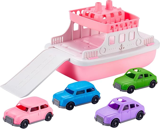 Floating Ferry Boat Bath Toy with 4 Mini Cars for Toddlers | Mold-Free Water Playset for Bathtub, Beach & Pool | Fun Birthday for Kids