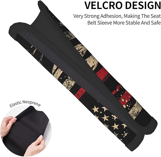 Car Seat Belt Pads Patriot Star Stripe 2 Pack Seatbelt Shoulder Strap Covers More Comfort Driving & Protect Your Neck, American Flag Safety Strap Cover for Auto SUV Truck Airplane Backpack