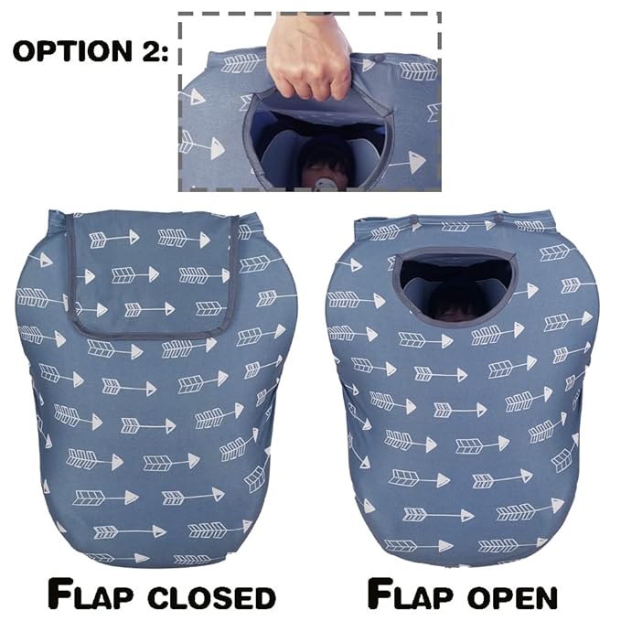 DODO NICI Car seat Covers for Babies, Stretchy Multi in 1 Baby Car Seat Cover, Carseat Cover Girls boy, Breastfeeding Cover, Window with Flap Cover, self-contained Pouch, Patent Design, Grey