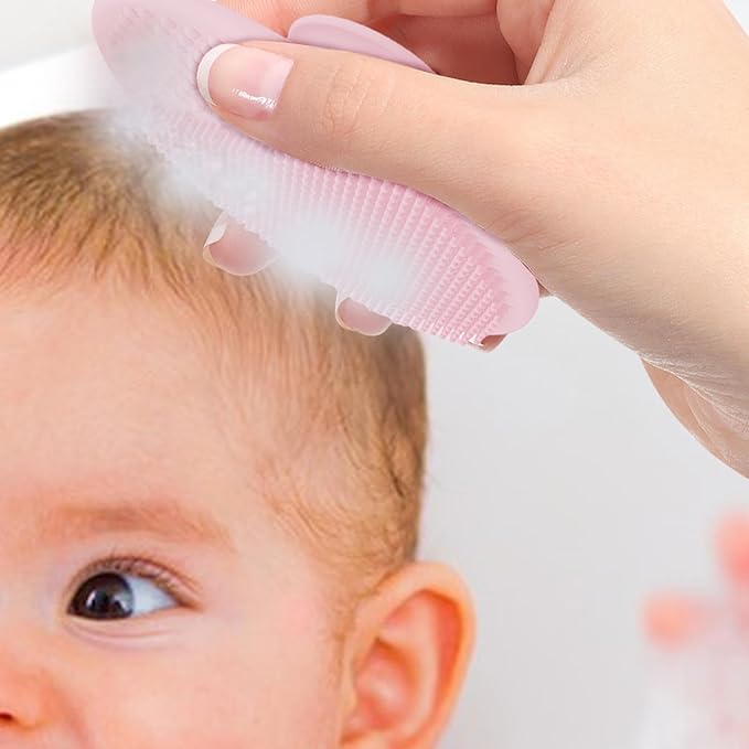 Generic Baby Scalp Brush - Silicone Hair Scrubber & Scalp Massager Comb for Newborns & Babies - Cradle Cap Bath Brush, Pink