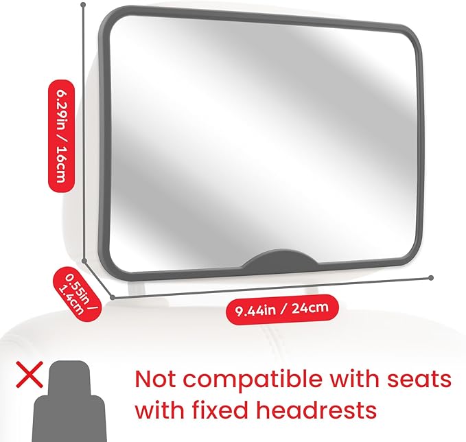 Baby Car Mirror, Safety Car Seat Mirror for Rear Facing Infant, Clear Wide View, Easily Observe the Baby Move, Secure, Shatterproof, Easy Install, Perfect (Gray)