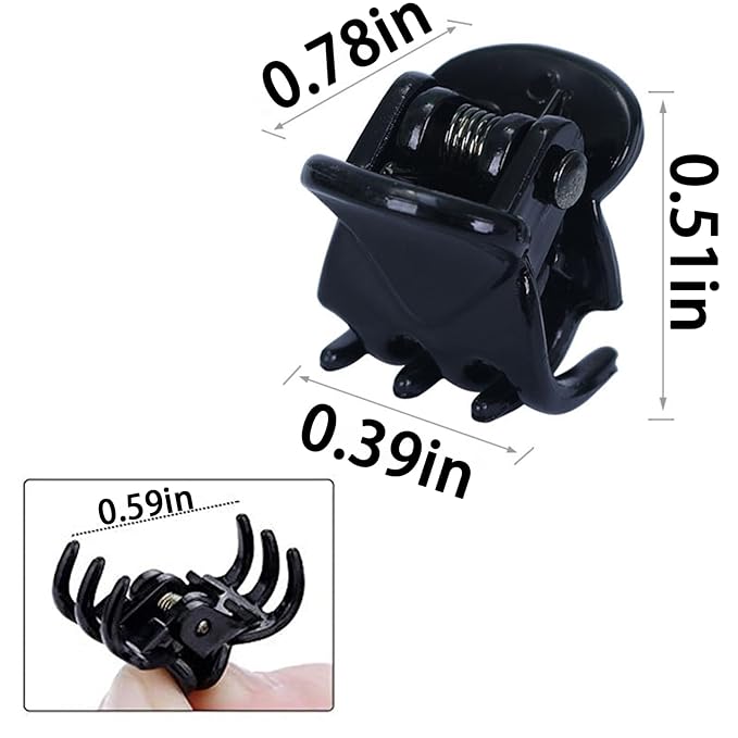 100PCS Tiny Hair Clips for Girl,Mini Claw Clips for Women, 1cm Black Plastic Mini Claw Clips for Babies, Hair Accessories for Women,Non Slip Pins Hair Clamps,Designed for Thin Or Thick Hair,Good Gift