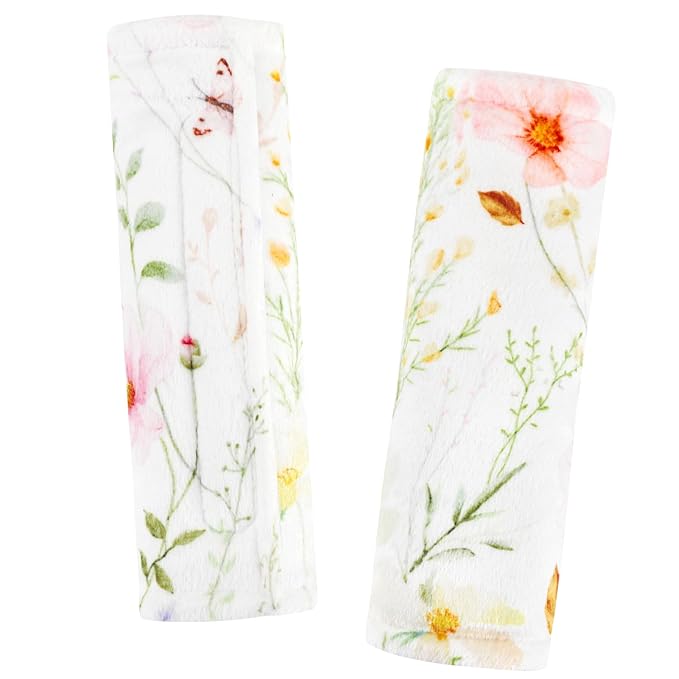 Carseat Strap Covers for Babies, Soft Seatbelt Covers for Kids, Reversible Baby Car Seat Strap Covers, Size: 6.5 x 6.5 inch, for Baby Car Seat, Stroller, Swing, High Chair, Colourful Flowers