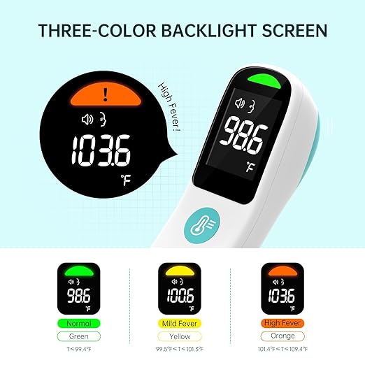 Thermometer for Adults and Kids, Automatic Measurement Within 1-3cm, Fast Accurate Baby Thermometer with Fever Alarm and Mute Mode, White