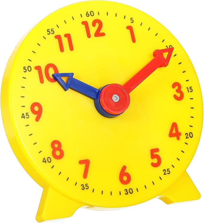 PATIKIL 4 inch Teaching Clock, Learn Clock Learning Tell Time Analog Clock Demonstration Clock 12 Hour 2 Pointers for Classroom Teacher, Yellow