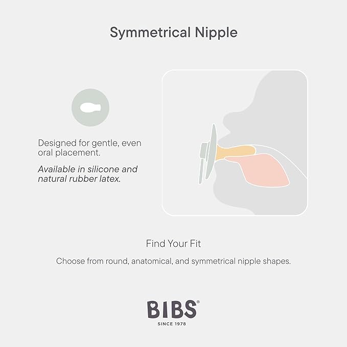 BIBS Pacifiers 6-18 Months | 2-Pack Soothers | Symmetrical Nipple | BPA-Free Natural Rubber | Made in Denmark | Sage/Hunter Green Colour Pacifier