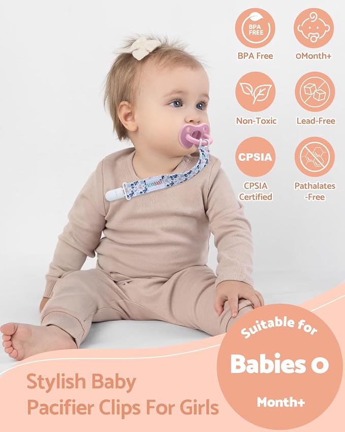 ALVABABY Pacifier Clips 10 Pack Pacifier Binky Paci Holder Leashes for Teethers 10DP02A