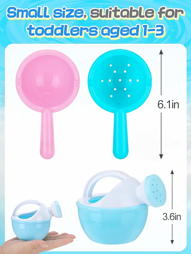 Small Bath Toys for Toddlers Age 1-3 - Super Easy to Clean Water Table Toys, Baby Bath Tub Swimming Pool Beach Toy Accessories for Fun Tactile Training Newborn Gifts, 3 Pack (Blue)