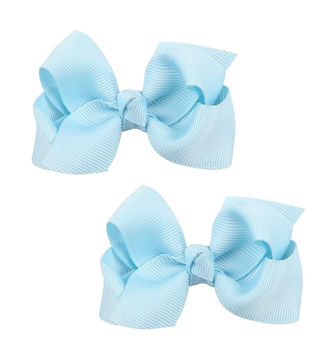 Baby Girl's 2Pcs Cute 3 Inch Pure Color Bow-knot Hair Clip for Photography Travel Daily Life (Light Blue)