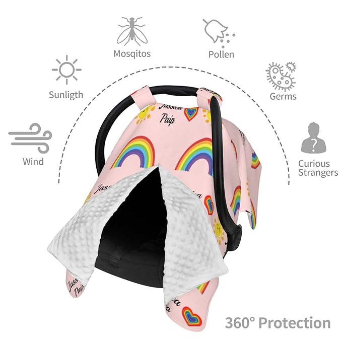 Personalized Baby Name Car Seat Covers for Girls,Nursing Custom Carseat Canopy for Babies Boy Winter Breastfeeding Cover Car Seat Canopies for Newborn Infant Toddler